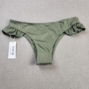 NWT Dream Bandits Sustainable Green Ruffle Low‎ Rise Byron Bikini Breif Sz Small